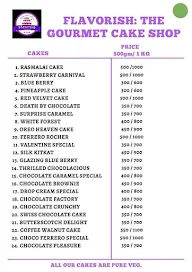 Flavorish The Gourmet Cake Shop menu 1