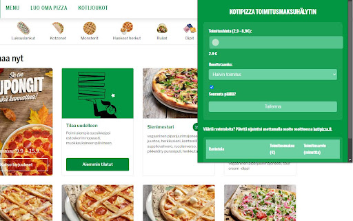 Kotipizza toimitusmaksuhälytin