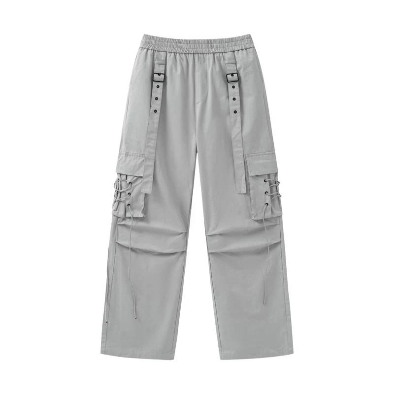 Rechte elastische taille vrijetijds cargobroek, comfortabel en stijlvol. Perfect voor casual looks en ontspanning. Ideaal voor dagelijks gebruik.