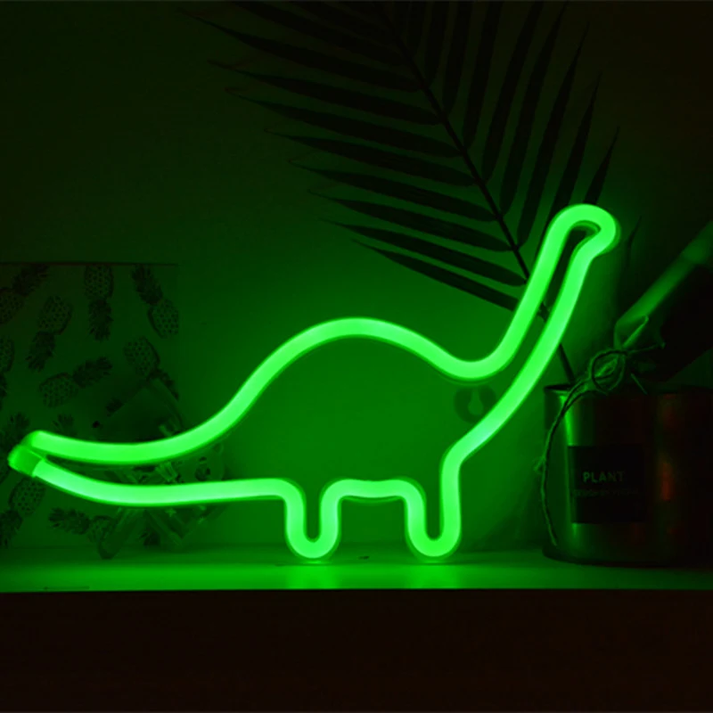 Title 2, Luminária de parede LED neon, decoração de dino...