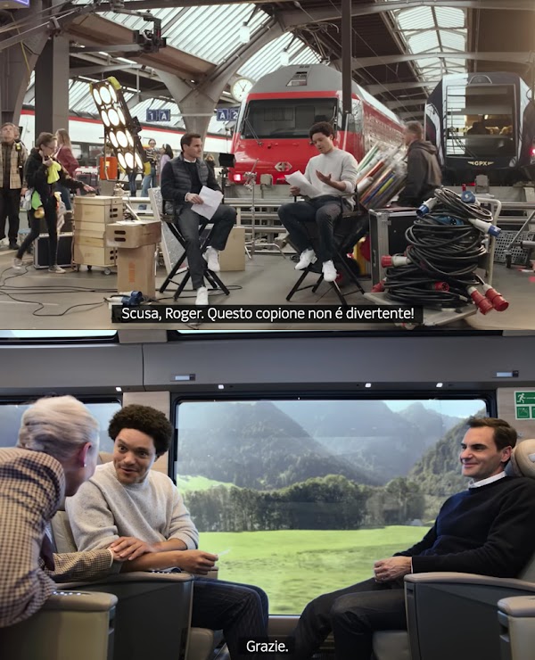 In due videoclip YouTube di una pubblicità per l'Azienda di Turismo Svizzera vediamo il professionista di tennis Roger Federer e il comedian Trevor Noah nella stazione di Zurigo ed in uno scompartimento della SBB, viaggiando attraverso un paesaggio alpino.