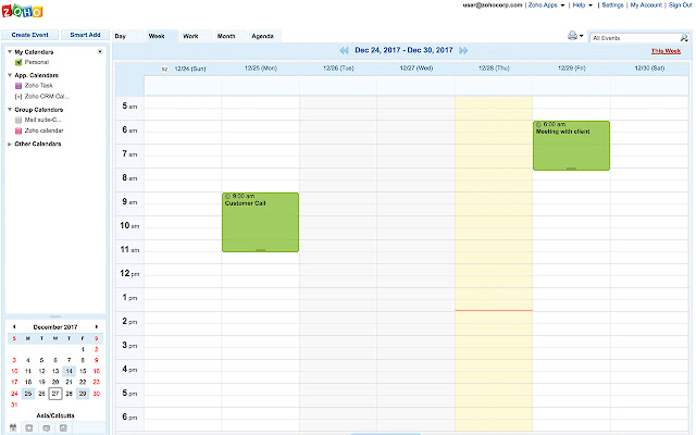 Zoho Calendar chrome extension