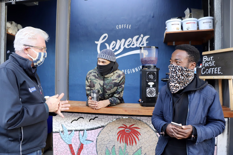 Western Cape premier Alan Winde visited Cape Town coffee shops on Tuesday to see how they were recovering in level 2 of the lockdown.