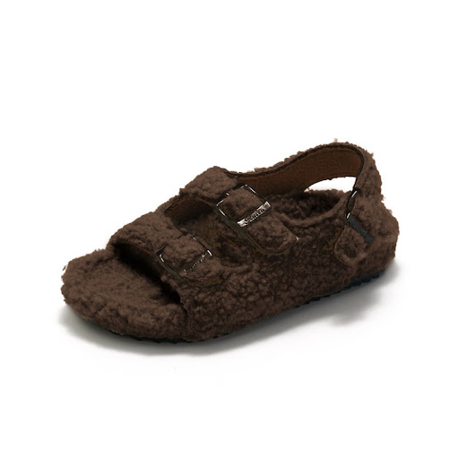 Title 2, Fleece-lined Children Cork Sandals Woolen Slipp...