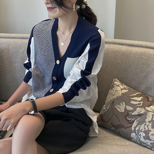 Title 1, Womens V-neck loose shirt fashion knit cardiga...