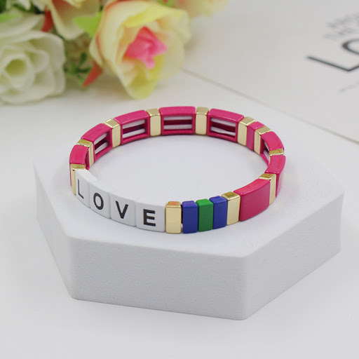 Title 1, Personalized Enamel Bohemian Letter Elastic Bra...