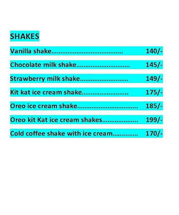 Shake A Meal menu 