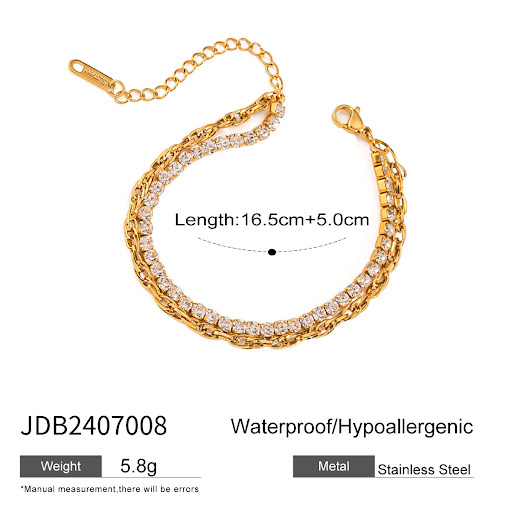 Title 1, Stainless Steel Diamond Bracelet Multi-layer. E...