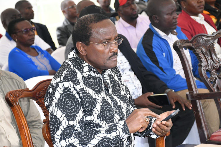 Wiper leader Kalonzo Musyoka during a burial ceremony at Kyangala in Kalama, Machakos County on January 13, 2024.