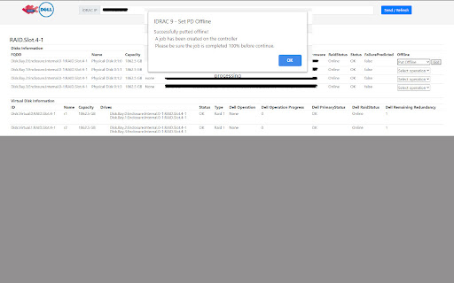 IDRAC 9 - Set PD Offline