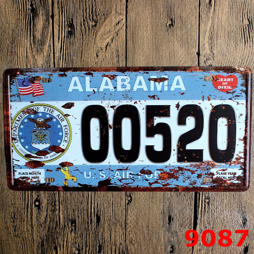 Title 8, Retro Road Guide Metal Sign Wall Decor, License...