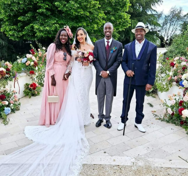 Kigeni Moi with wife Rebecca Chepchumba and sister Lulu and younger brother Kimoi Moi in Rome, Italy.