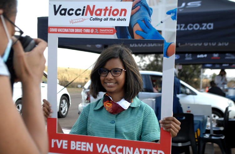 Amaani Limalia, a 12-year-old who got vaccinated at the Swartkop vaccination site in Pretoria, said she was excited after getting her jab.