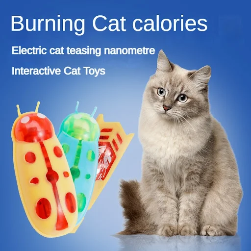 Pet Electric Bug Cat Toy Cat Escape Obstacle Automatic Flip Toy Battery Operated Vibration Pet Beetle Supplies