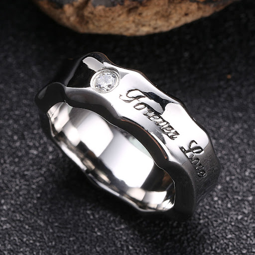 Title 4, Mens and Womens Titanium Steel Water Ripple R...