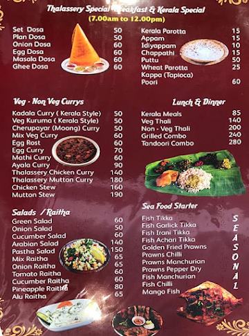 Thalassery Restaurant menu 