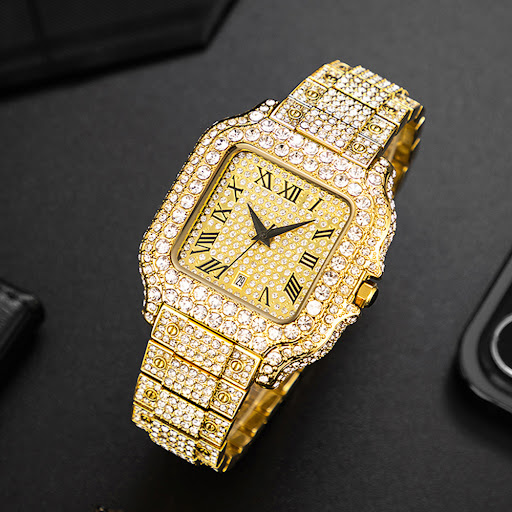Title 8, Straight European Hip Hop Diamond Quartz Wrist ...