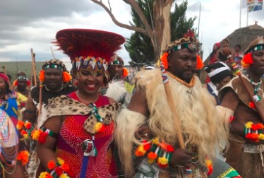 Chief Madzikane Thandisizwe Diko and his wife Kusela Diko during their royal wedding.