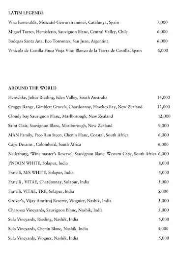 The Sahib Room & Kipling Bar menu 