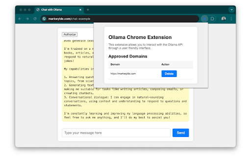 Ollama Chrome API