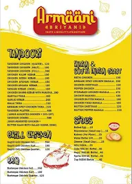 Armaani Biryani menu 1