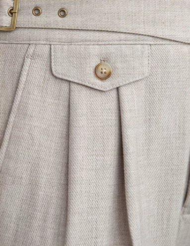 Title 3, High-Waisted Straight-Leg Pants with Retro Doub...