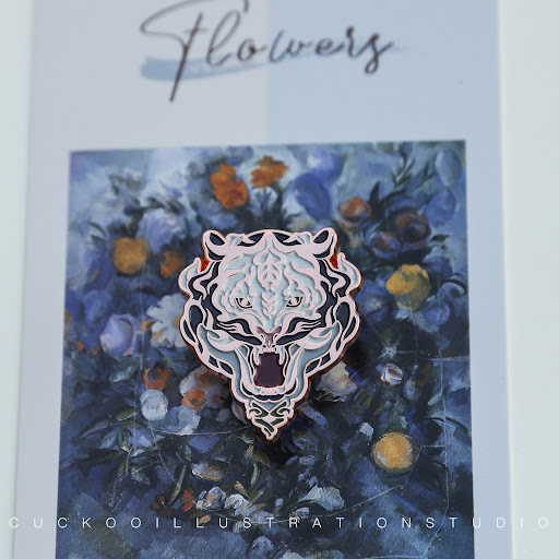 Title 4, Original White Tiger Metal Design Brooch. A uni...