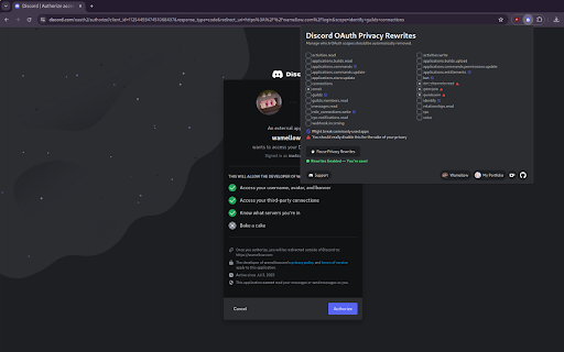 Discord OAuth Privacy Rewrites