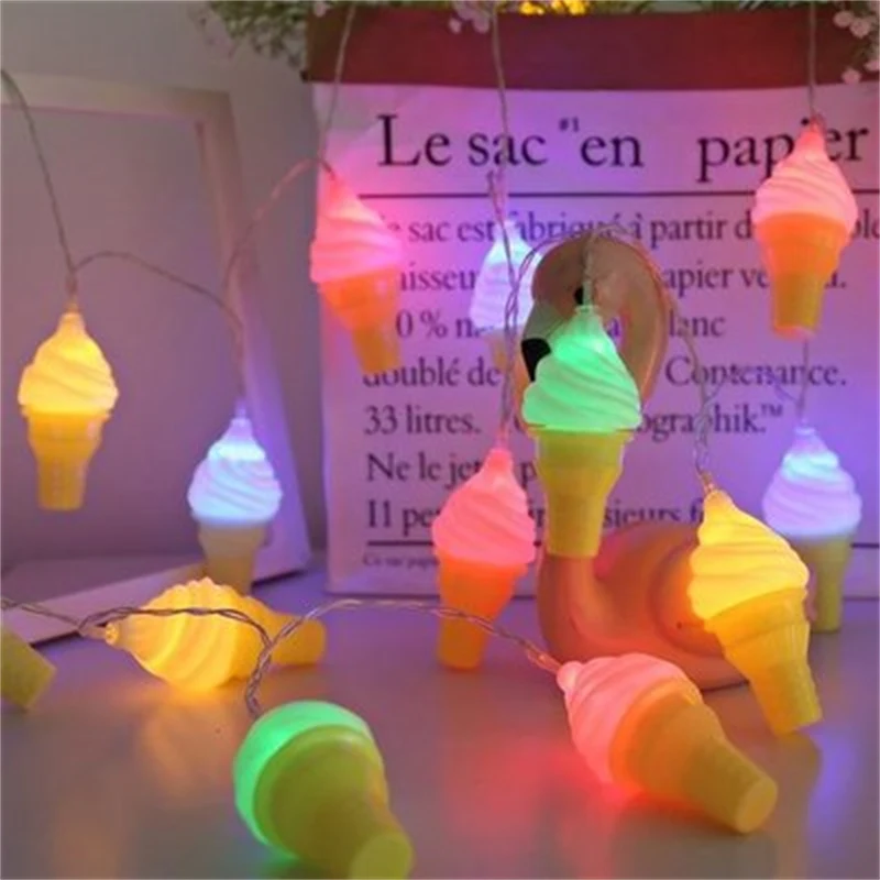 New LED Ice Cream Lighting Chain Lamp for Decorative Light, Perfect for Children's Rooms and Restaurant Decoration, Adds