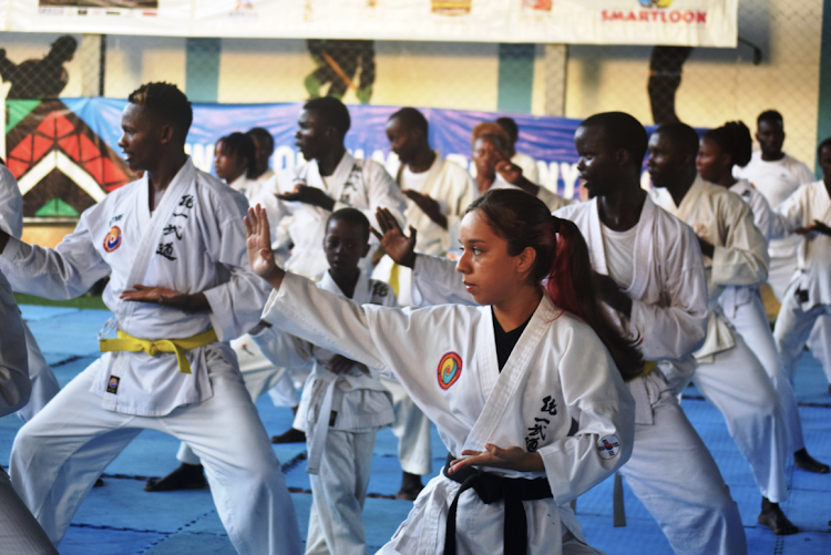 Participants in the annual Tong IL modoo world championship practicing at Light international school ahead of the kick off of the championship at Agakhan academy in this picture taken on 17 Dec 2023.