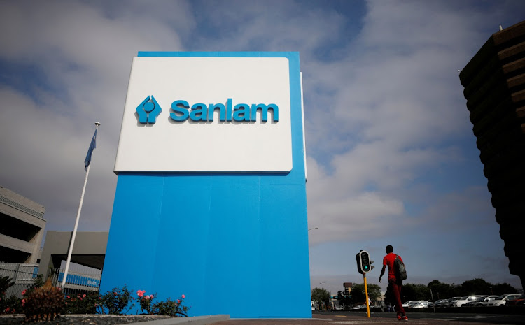 The logo of SA’s largest insurer, Sanlam, is seen outside the company’s headquarters in Cape Town. Picture: MIKE HUTCHINGS/REUTERS