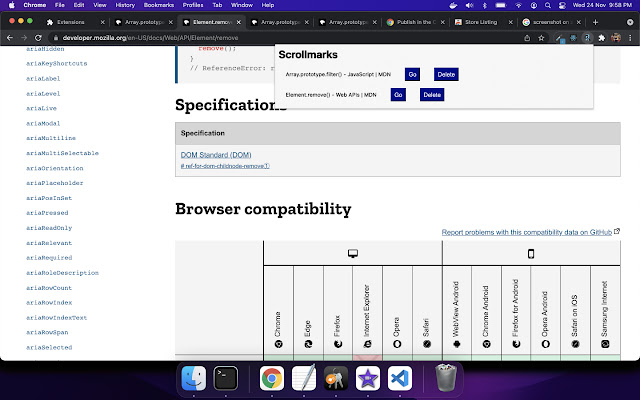 Scrollmarks chrome extension