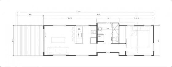 One Bedroom Small Country House Plan