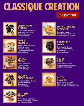 Cream And Fudge menu 