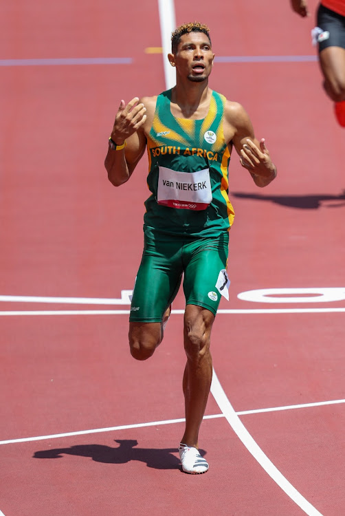 Wayde van Niekerk in the 400m heats at the Tokyo 2020 Olympic Games.