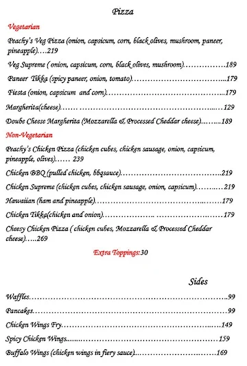 Peachy's Cafe menu 