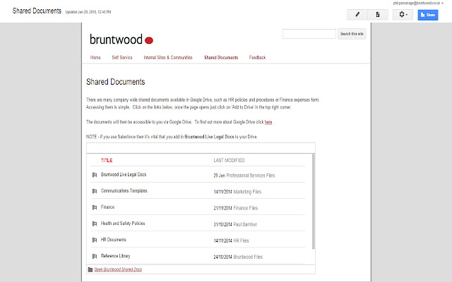 Bruntwood Shared Documents chrome extension