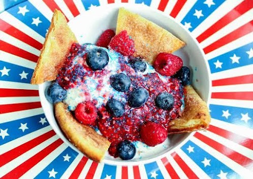 Patriotic Popping Sundaes with Cinnamon Naan