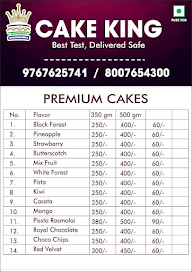 Cake King menu 1