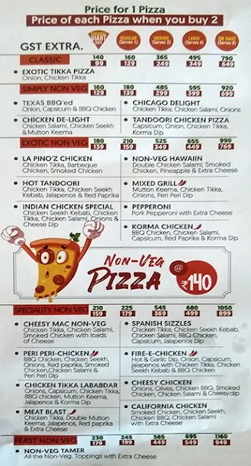 La Pino'z Pizza menu 