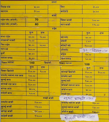 Hotel Shamal Aagri Tadka menu 