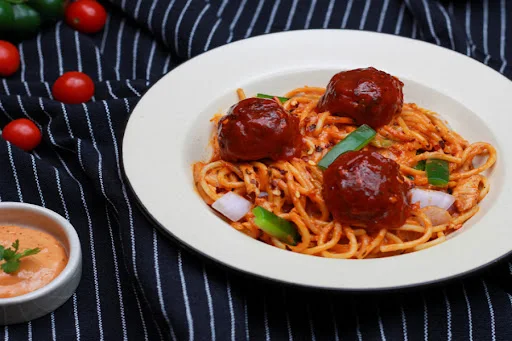 Spaghetti With Meat Balls - Rosy Red