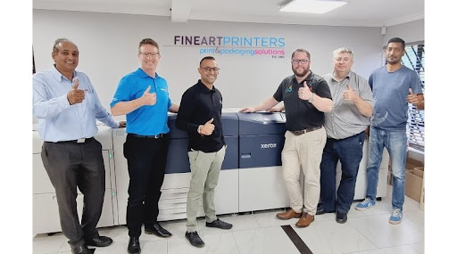 From left: Nirvar Nanoo, Altron Document Solutions; Barry Hasleham, Altron Document Solutions; Ashesh Kalianjee, Operations Director at Fine Art Printers; Chris Stoltz, XBC-IT; Arnoldus Jordaan, Altron Document Solutions; Denver Naidoo, Xerox Operator.