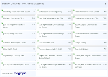 GetAWay - Ice Creams & Desserts menu 