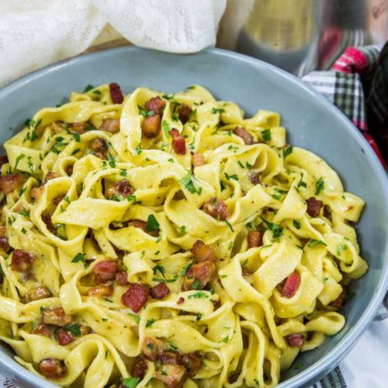 Homemade Pasta  in the same way as Carbonara Sauce