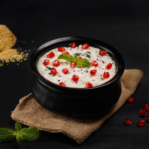 Millet Curd Rice With Pomegranate