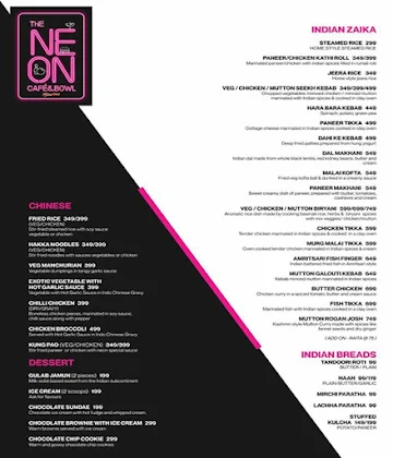 Neon Cafe & Bowl menu 