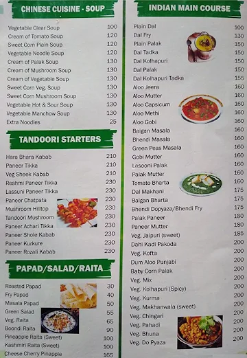 Green Food menu 