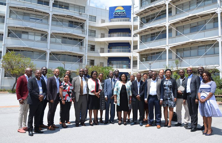 TALKING BUSINESS: Coega Development Corporation CEO Pepi Silinga welcomes Manicaland provincial minister Dr Ellen Gwaradzimba, centre. With them are the rest of the delegation from Zimbabwe and CDC personnel