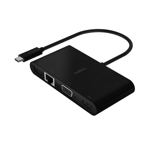 Bộ chia/ Hub Belkin USB-C Multimedia + Charge Adapter (100W) AVC004btBK (Đen)